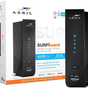ARRIS SURFboard SBG7600AC2 DOCSIS 3.0 Cable Modem & AC2350 Dual-Band Wi-Fi Router, Approved for Cox, Spectrum, Xfinity & others (black)