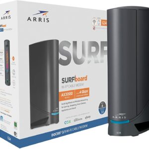 ARRIS Surfboard G34 DOCSIS 3.1 Gigabit Cable Modem & AX3000 Wi-Fi 6 Router, Approved for Cox, Spectrum, Xfinity & Others