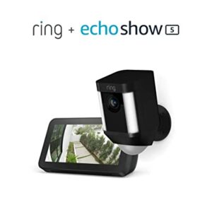 Ring Spotlight Cam Battery (Black) with Echo Show 5 (Charcoal)
