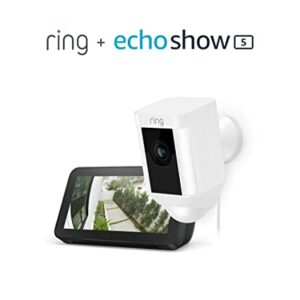 Ring Spotlight Cam Wired (White) with Echo Show 5 (Charcoal)