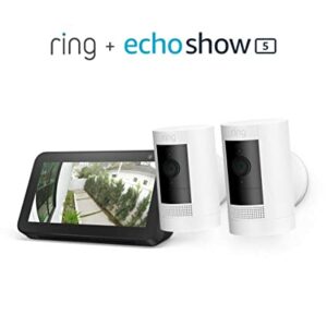 Ring Stick Up Cam Solar 2-Pack with Echo Show 5 (Charcoal)