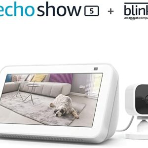 All-new Echo Show 5 (2nd Gen, 2021 release) - Glacier White bundle with Blink Mini