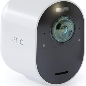 Arlo Ultra Smart Home Security Cameras, Alarm, Rechargeable, Colour Night Vision, Indoor/Outdoor, 4K UHD, 2-Way Audio, Spotlight, 180 Degree View, Add On Camera - SmartHub Needed, VMC5040
