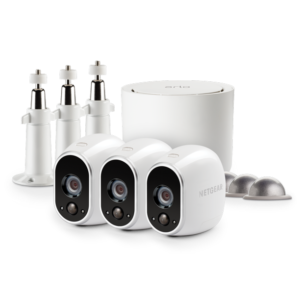 Arlo 720P HD Security Camera System VMS3330W - 3 Wire-Free Cameras with 3 Additional Wall Mounts and 3 Outdoor Mounts, Indoor/Outdoor, Night Vision, Motion Detection