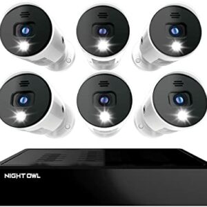 Night Owl Sp, Llc 8 Channel Video Home Security Camera System with (6) Wired 1080p HD Indoor/Outdoor Spotlight Cameras Audio and 1TB Hard Drive (Expandable up to Cameras), BTD21LSA-86-B, White
