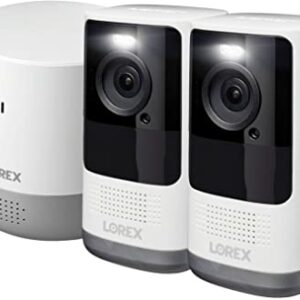 Lorex Home Hub 32GB with Two 2K Wire-Free Battery-Operated Indoor/Outdoor Security Cameras…