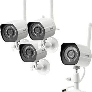 [2021 Upgraded] Zmodo Outdoor Security Cameras Wifi - 1080p Full HD Surveillance Cameras for Home Security with Night Vision, IP 66 Weatherproof, Motion Detection, Silver, 4 Pack