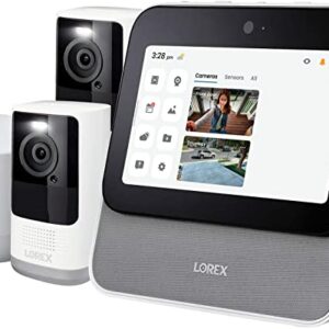 Lorex Smart Home Security Center with Two 2K Wire-Free Battery-Operated Indoor / Outdoor Security Cameras and Range Extender