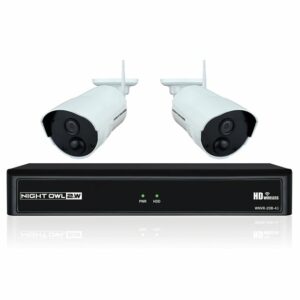 Night Owl 4 Channel 1080p Wireless Smart Security Hub with 1 TB Pre-Installed Hard Drive and 2 x 1080p Infrared IP Cameras with Two-Way Audio, 300 ft. wireless signal, 100 ft. night vision