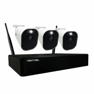 Night Owl - 10 Channel Wi-Fi NVR with (3) 1080p Wire Free Expandable Battery Powered Spotlight Cameras and 1TB Hard Drive - White