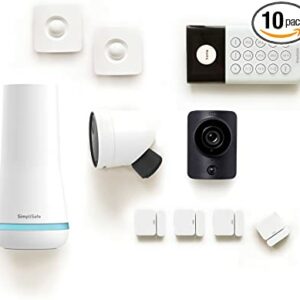 SimpliSafe 10 Piece Wireless Home Security System with Outdoor Camera - Optional 24/7 Professional Monitoring - No Contract - Compatible with Alexa and Google Assistant