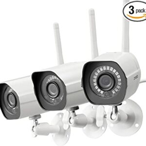 Zmodo Outdoor Camera Wireless, 1080p Security Camera Wireless, 3 Pack Indoor Outside WiFi Cameras Wireless, IR Night Vision, Motion Detection, Remote View, Easy Setup, White, Compatible with Alexa