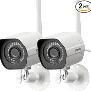 Zmodo Outdoor Security Camera Wireless (2 Pack), 1080p Full HD Home Security Camera System, Works with Alexa and Google Assistant, White (ZM-W0002-2)