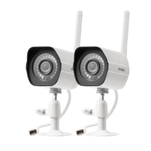 Zmodo 1080p Full HD Outdoor Wireless Security Camera System, 2 Pack Smart Home Indoor Outdoor WiFi IP Cameras with Night Vision, Compatible with Alexa